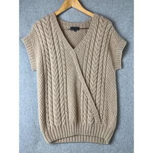 Cable knit Alpaca Peru Sweater Vest Womens L Sleeveless Minimalist Simple